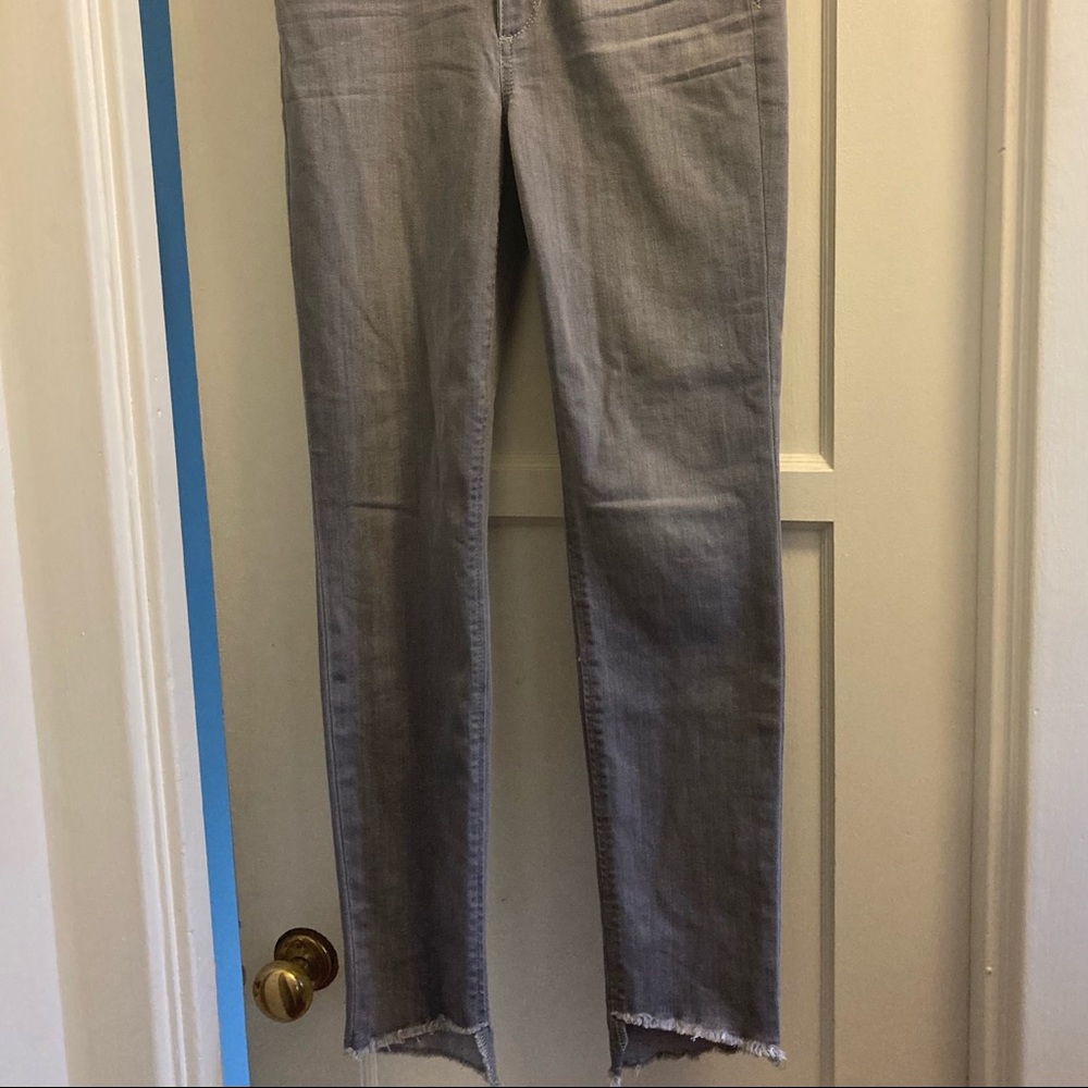 Joe’s grey denim (the Charlie high rise skinny ankle)